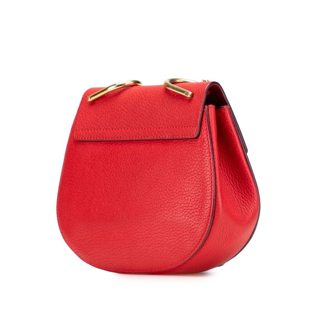 Chloe Shoulder Chain Drew Red Bag Leather